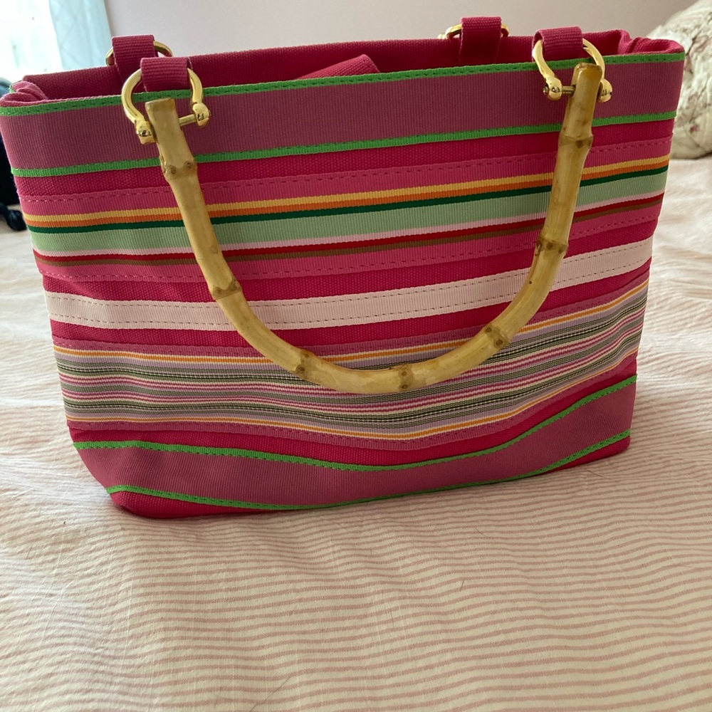 Pink striped purse